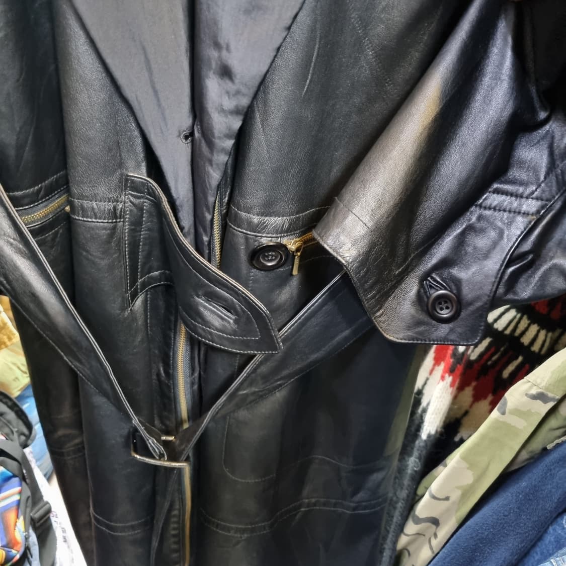 90s 이세이미야케 롱가죽자켓 상품이미지4