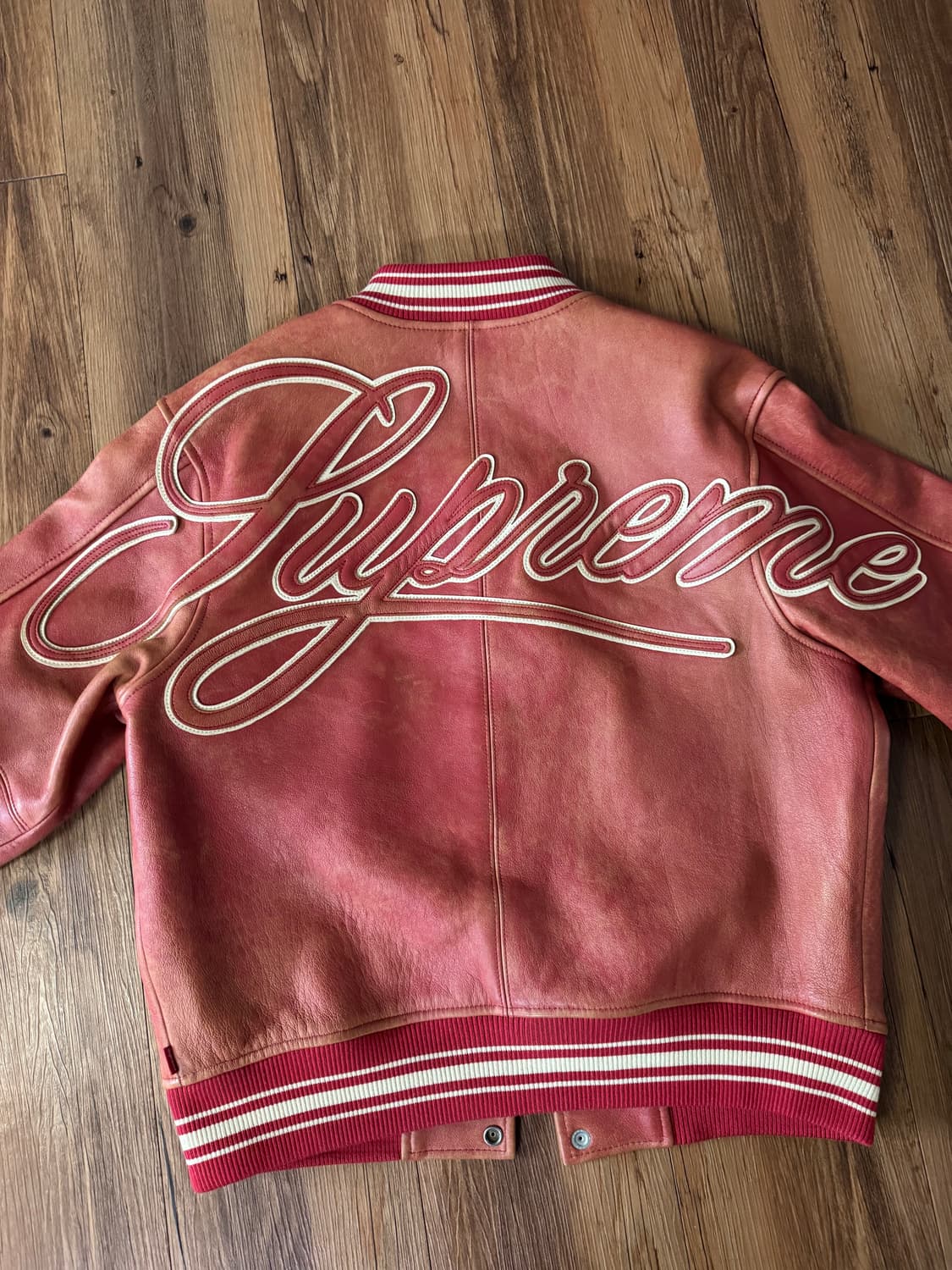 슈프림 원 자켓 레더 바시티 레드 M 상품이미지7