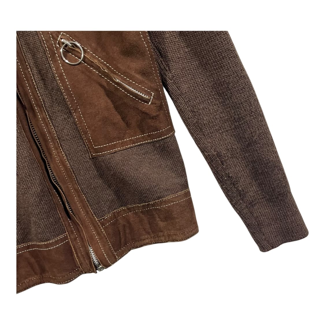 [JPN] 빈티지 스웨이드배색 집업 가디건 상품이미지4