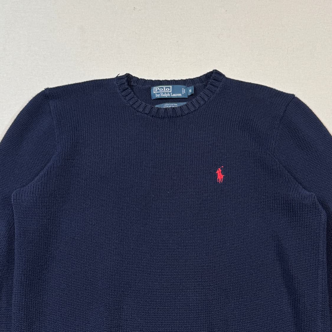 S) 폴로 랄프로렌 네이비 헤비코튼 라운드넥 니트 상품이미지3