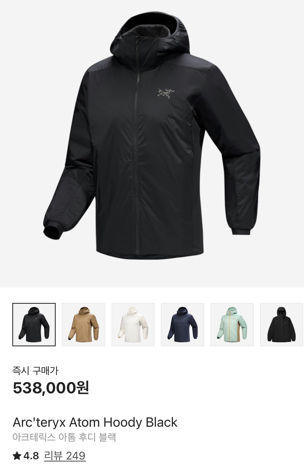 아크테릭스 아톰 후디 블랙 상품이미지5