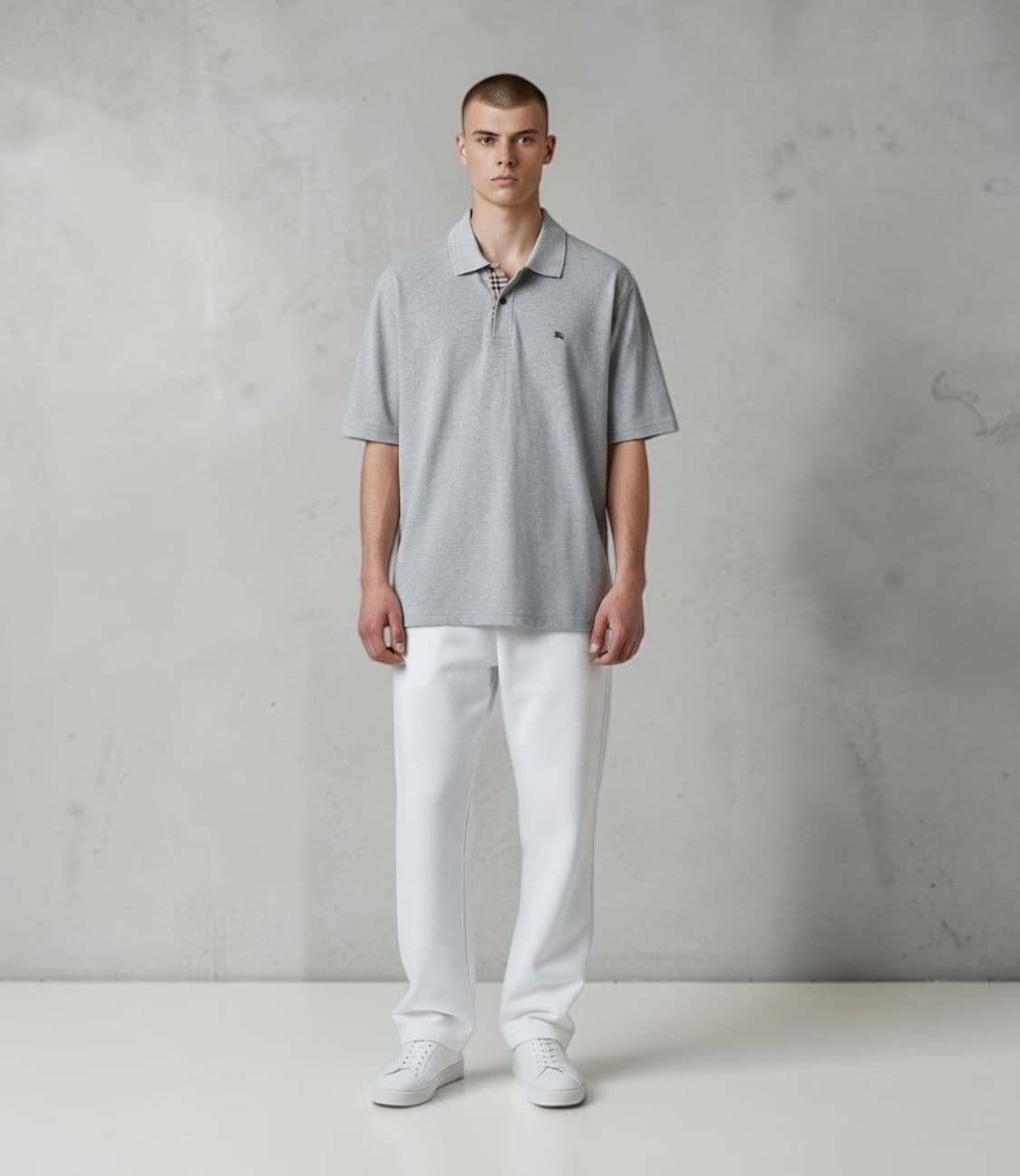 100~105/ 버버리 미니 로고 폴로 그레이 반팔 상품이미지1