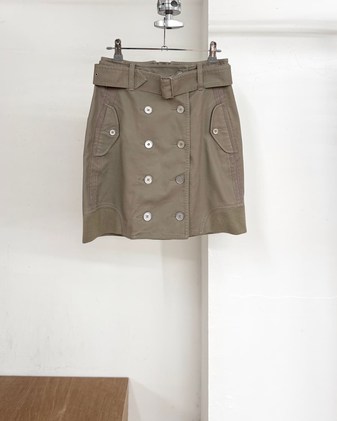 아르마니 익스체인지 베이지 코튼 벨트 스커트 상품이미지1