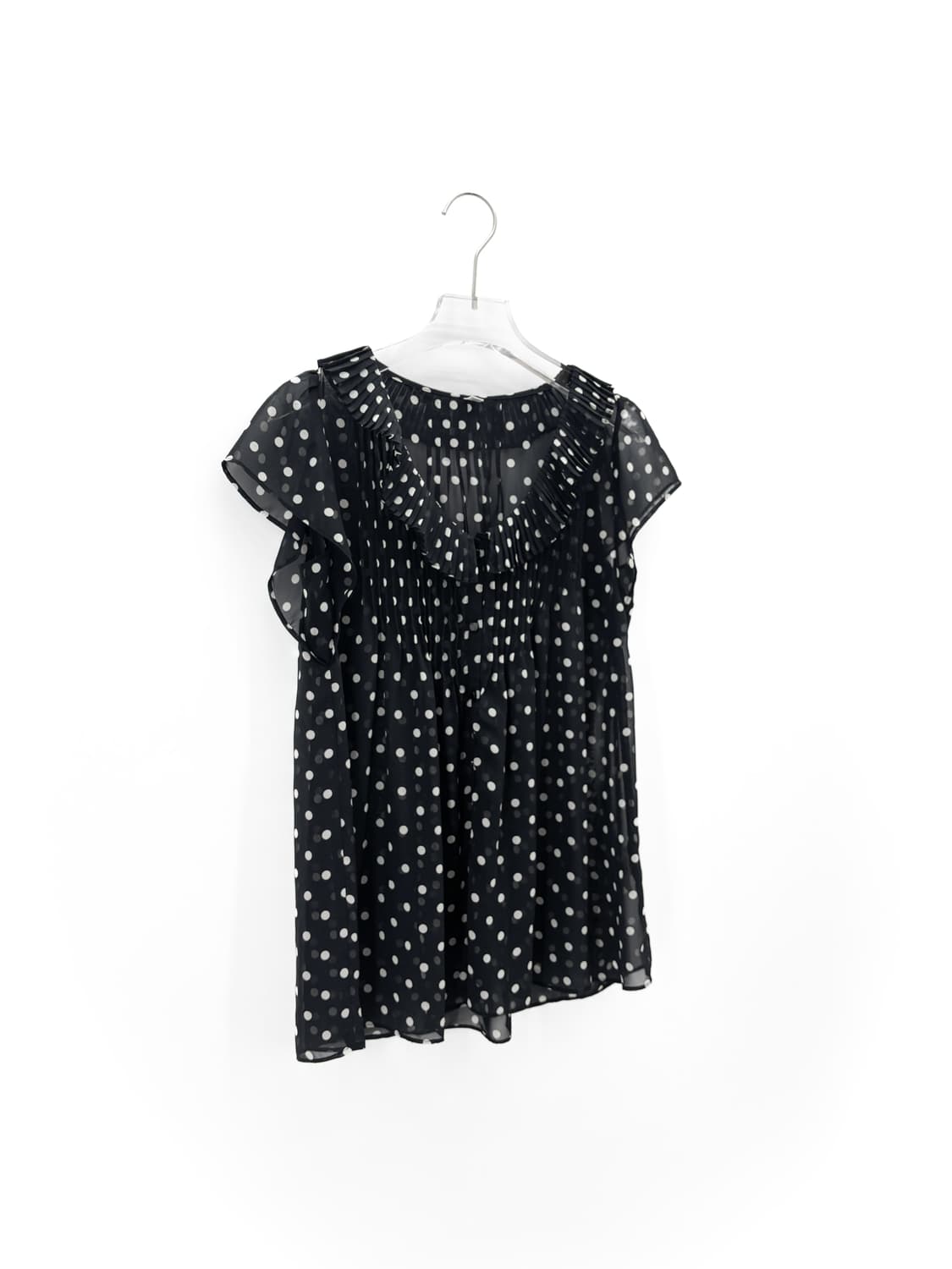 빈티지 도트 플리츠 블라우스 상품이미지4