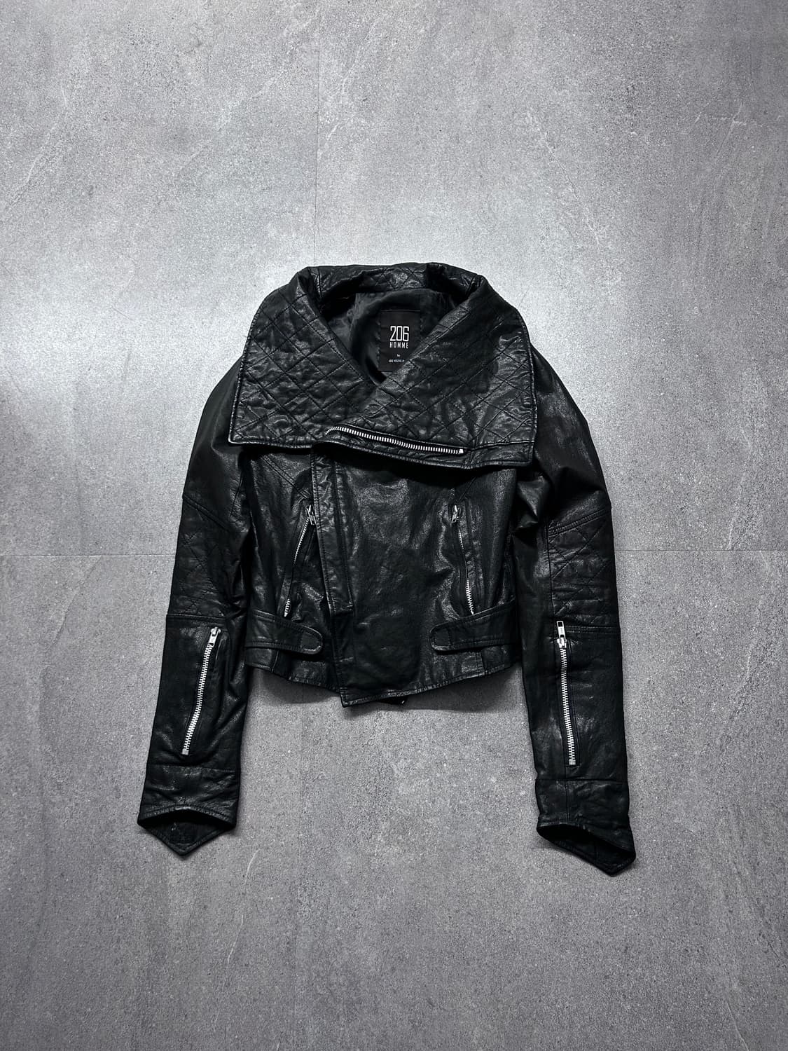 206 비대칭 사선 하이넥 램스킨 자켓 상품이미지1