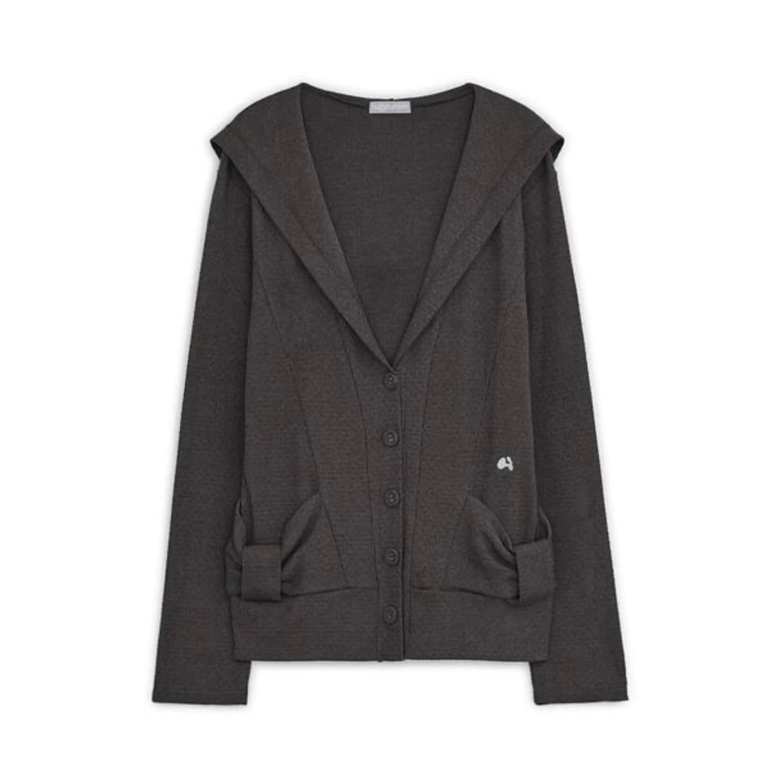 hugyourskin 후디드 리본 가디건 차콜 상품이미지1