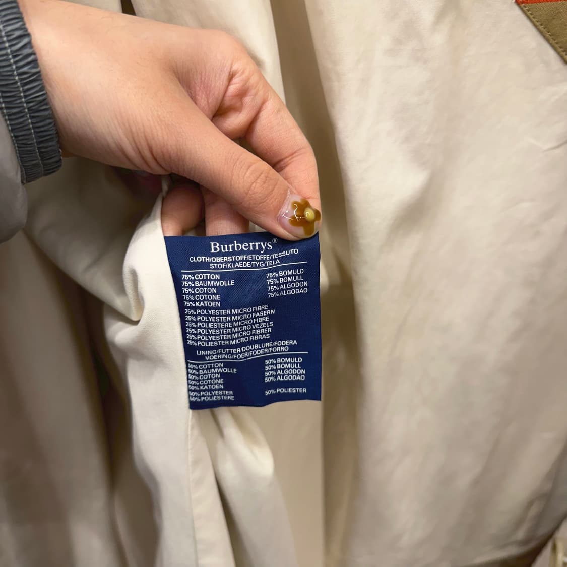 버버리 트렌치 코트 싱글 래글런 롱 벨트 포켓 디테일 아이보리 상품이미지7