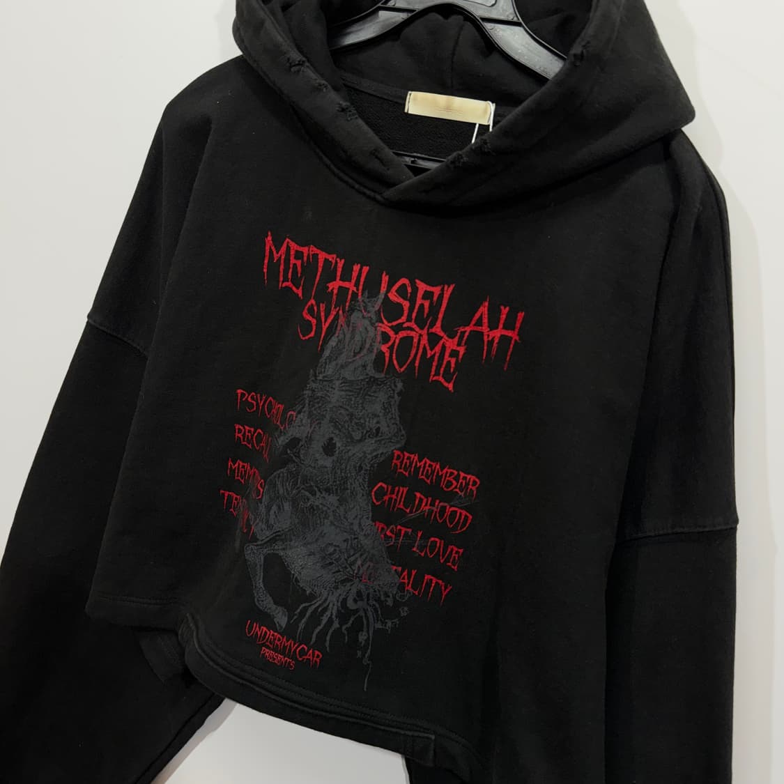 언더마이카 므드셀라 신드롬 데미지 워시드 후드 수단 레드  상품이미지3