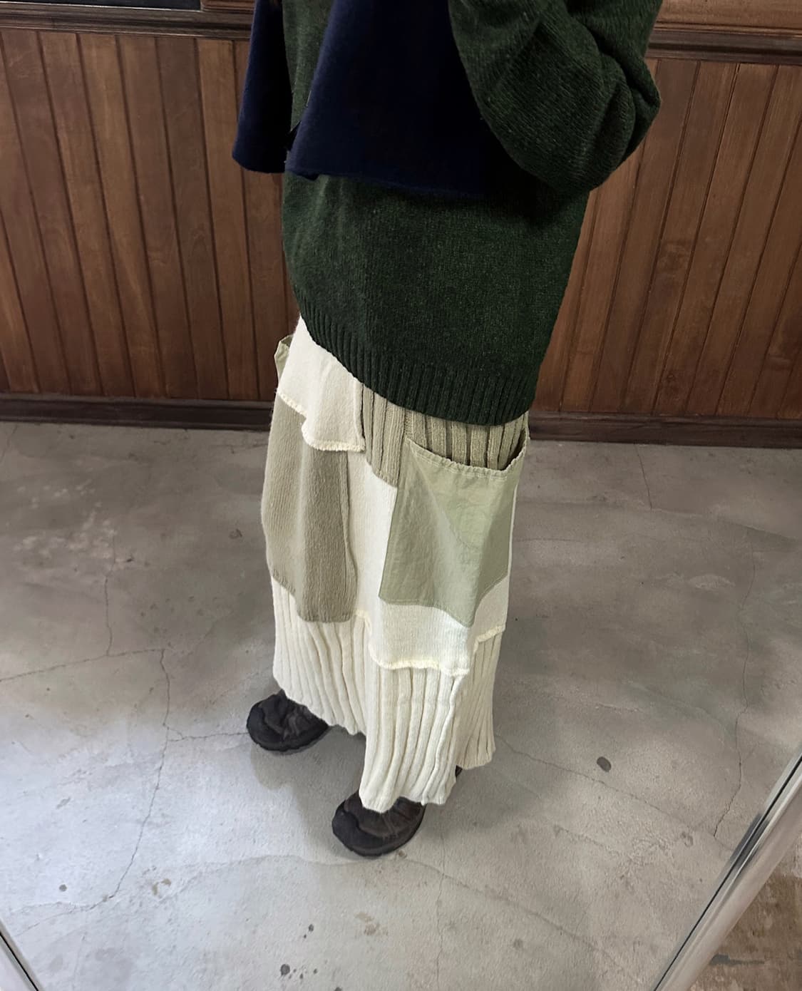 KASTANE patchwork knit mix skirt 상품이미지3