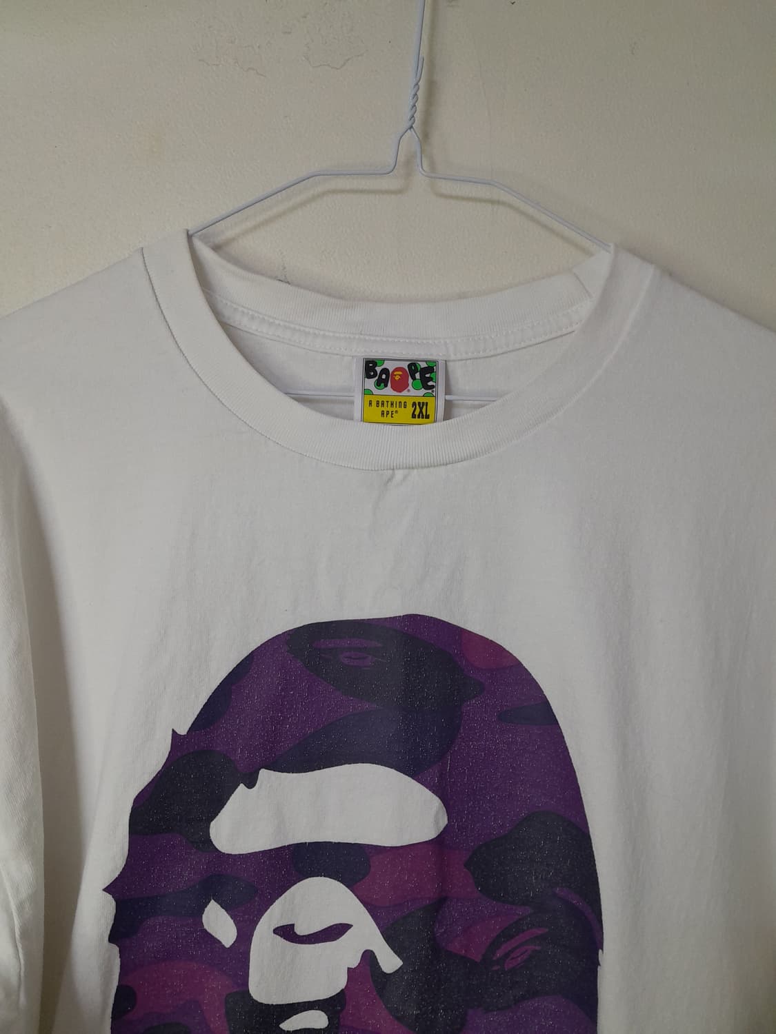 BAPE 컬러 카모 빅에이프 헤드 화이트퍼플 반팔티 2XL/105~110 상품이미지4