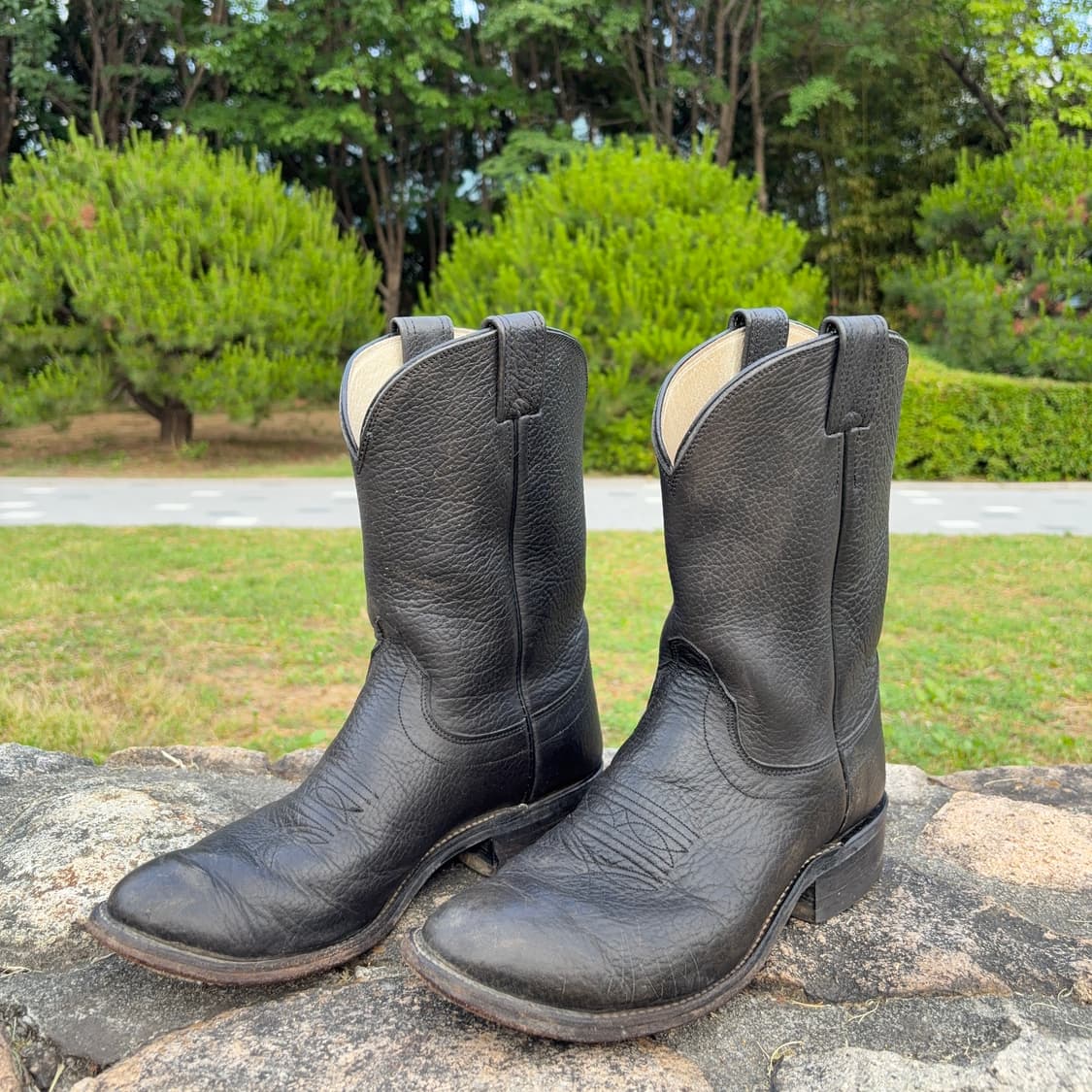 Olathe Boots 블랙 레더 웨스턴 부츠 상품이미지1