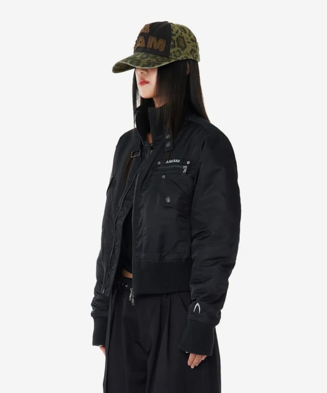 High-Neck Bomber Jacket (Black) 상품이미지2