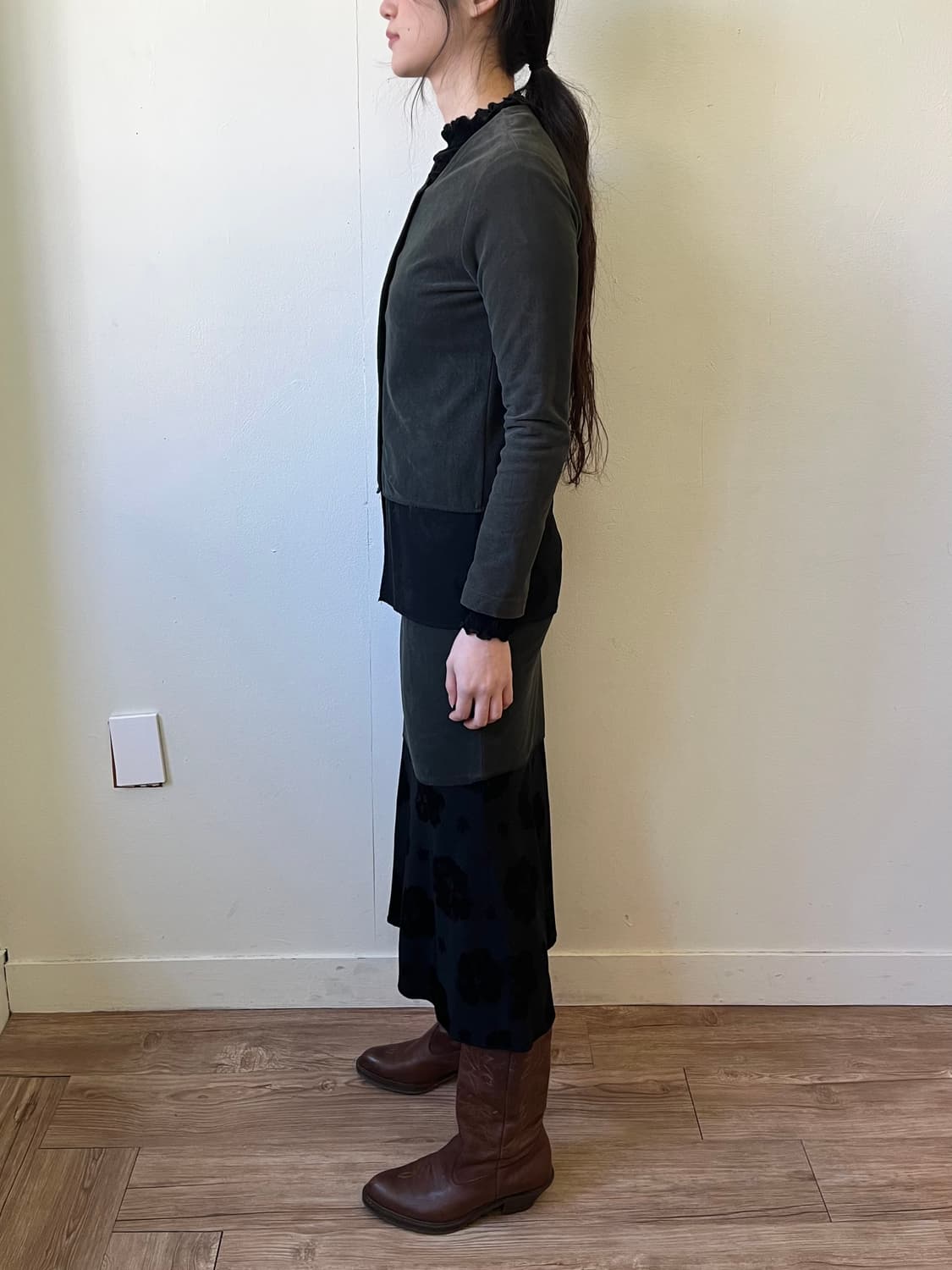 PARANOIA 올리브 레이어드 가디건 set up 상품이미지7