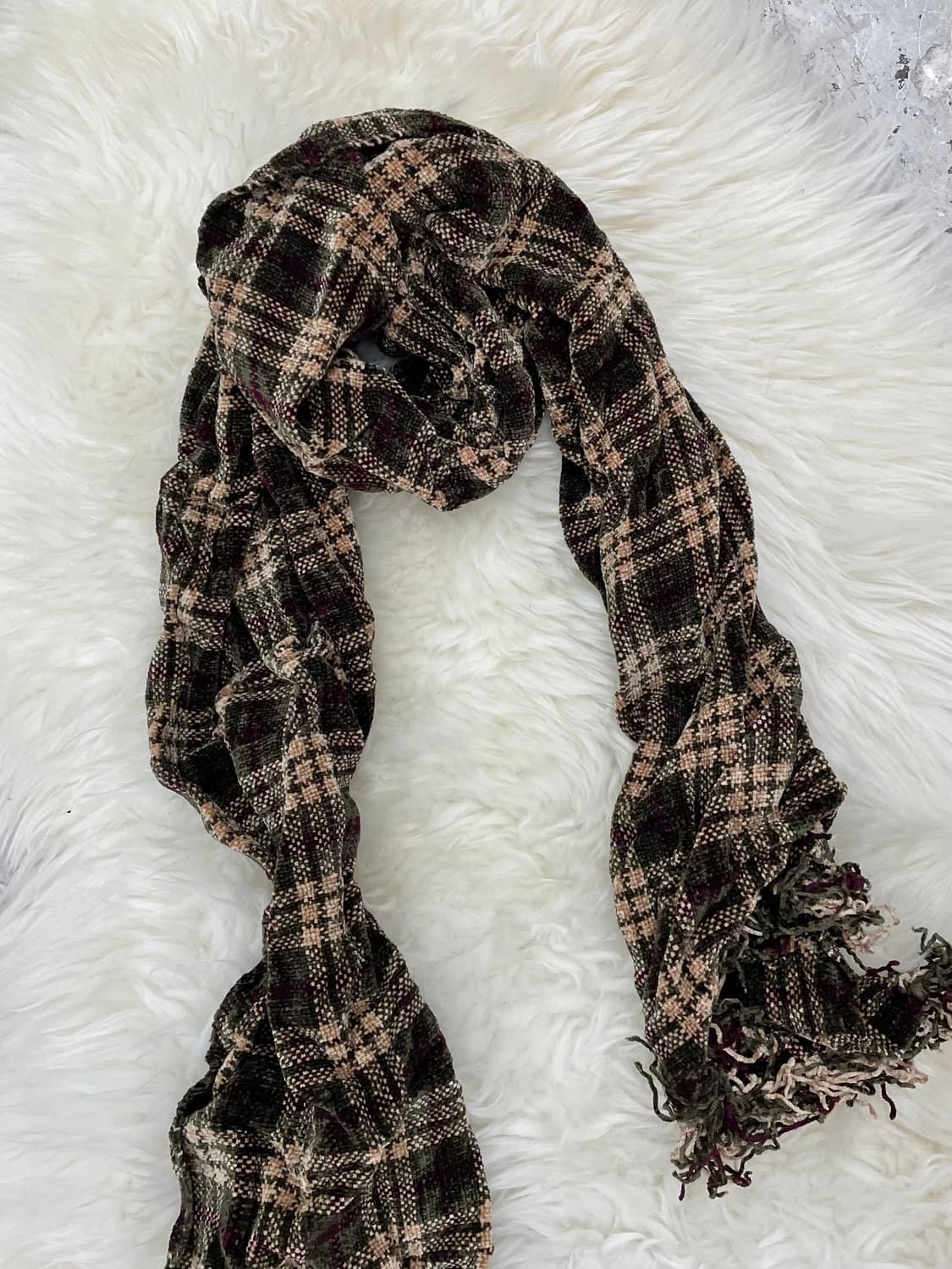 벨벳 체크 수술 머플러  상품이미지5