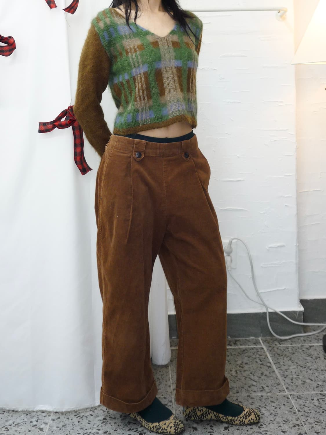 vintage green check knit 상품이미지3