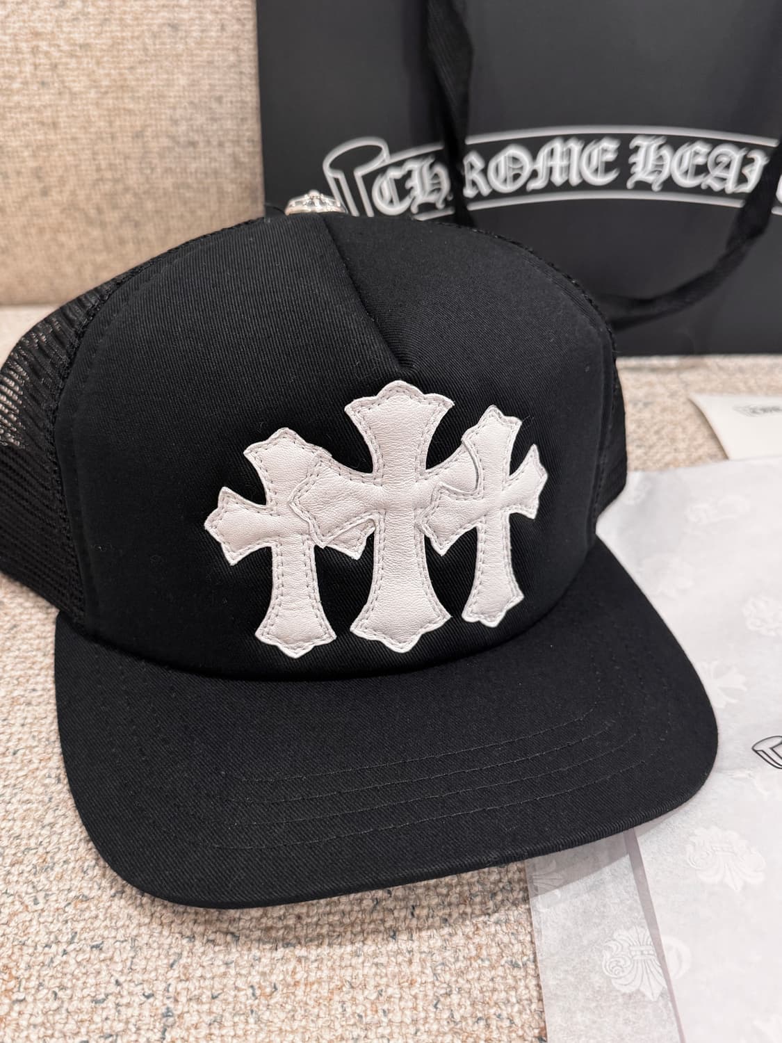 크롬하츠 세메터리 레더 패치 트러커 햇 상품이미지2