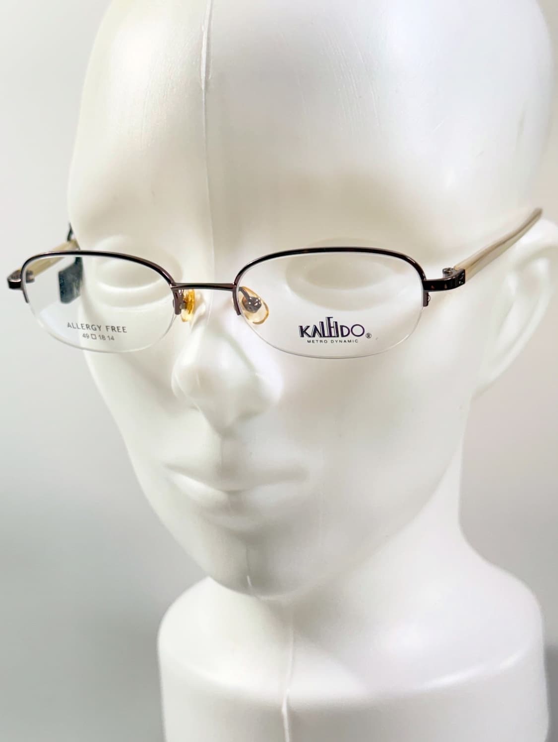 90s KALEIDO 브라운 반무테 스퀘어 빈티지 안경 상품이미지8