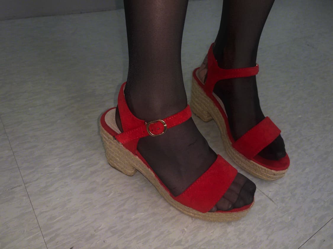 빈티지 레드 웨지힐 샌들 상품이미지8