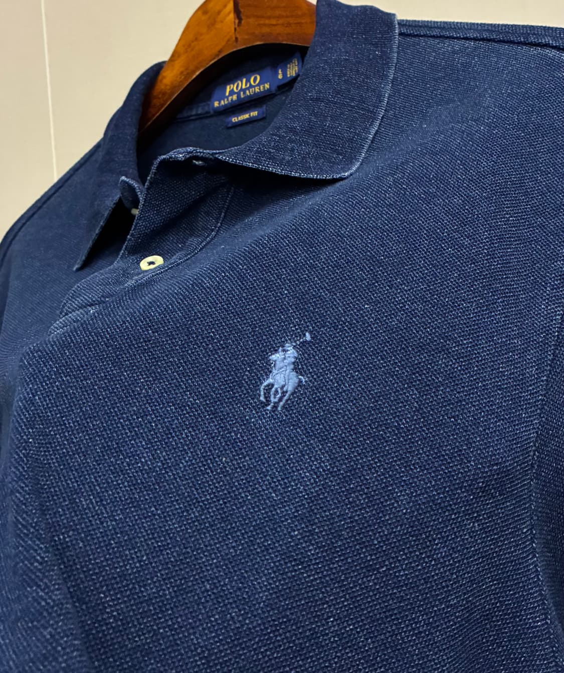 (L~XL)POLO 폴로랄프로렌 인디고 빈티지 다잉 코튼 반팔 PK카라티 상품이미지4