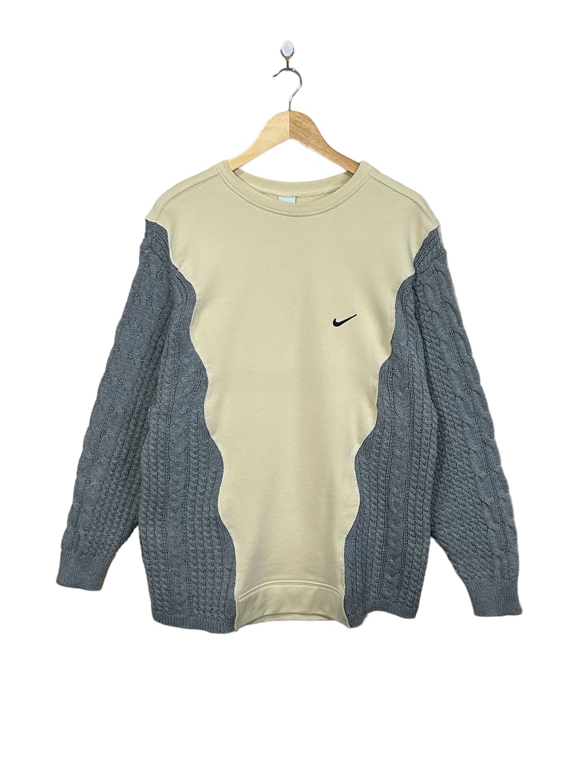 나이키 아이보리 그레이 니트 오버로크 맨투맨 XL 상품이미지5