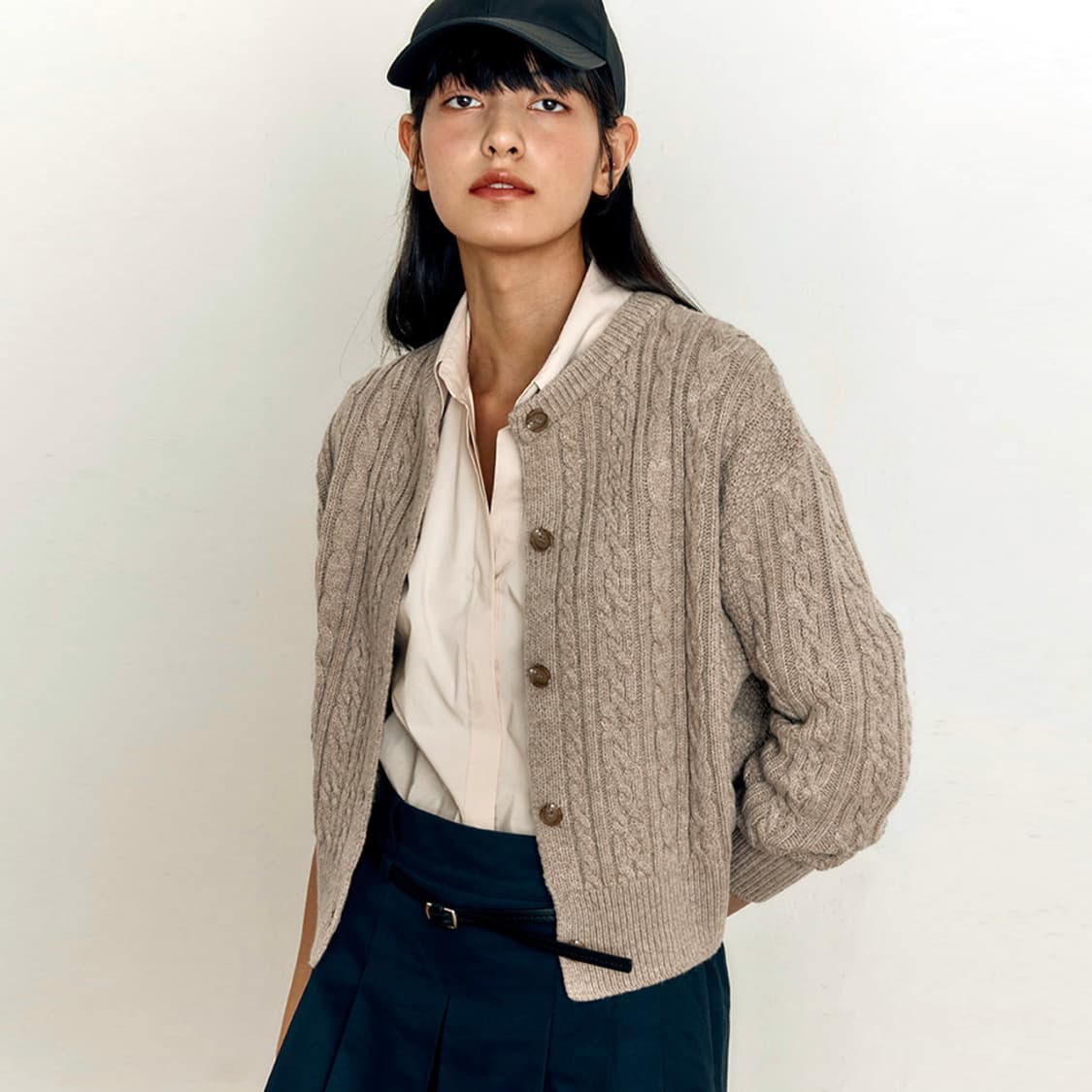 하시에(HACIE) 울 케이블 니트가디건 프리사이즈 새상품 상품이미지2