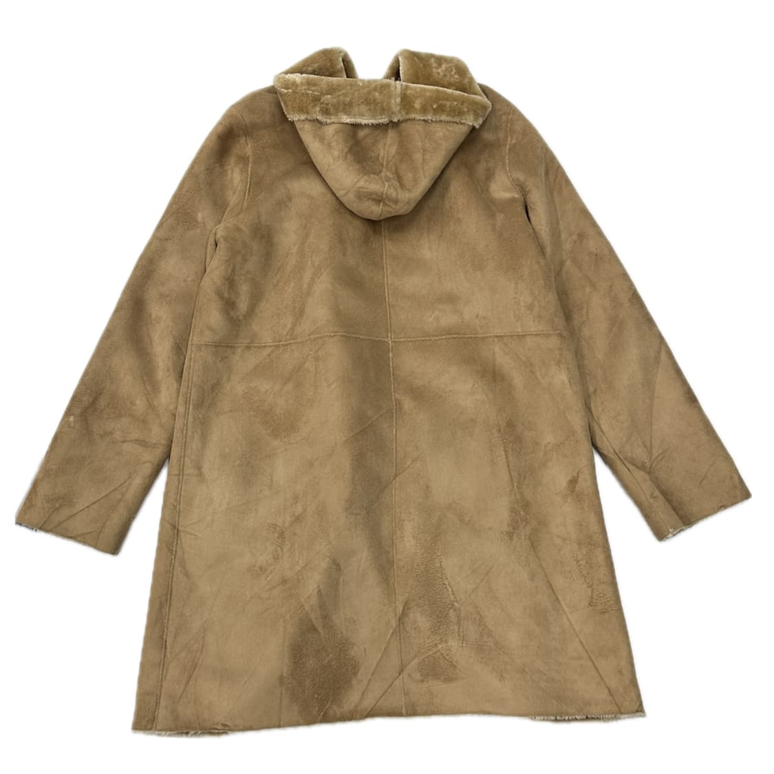 DOORS 베이지 미디 후드 코트 무스탕  그런지 오리엔탈 사와코 하구미 상품이미지3