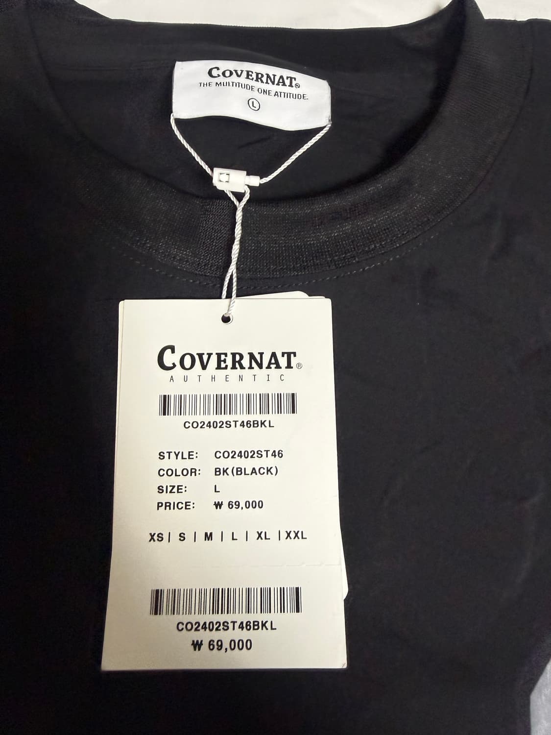 새상품)Covernat C Logo T-shirt Black L 상품이미지4