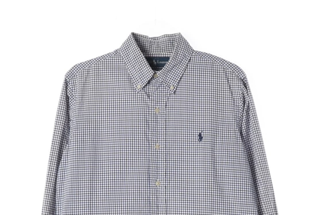 랄프로렌 커스텀핏 블루 체크 셔츠 M 상품이미지3