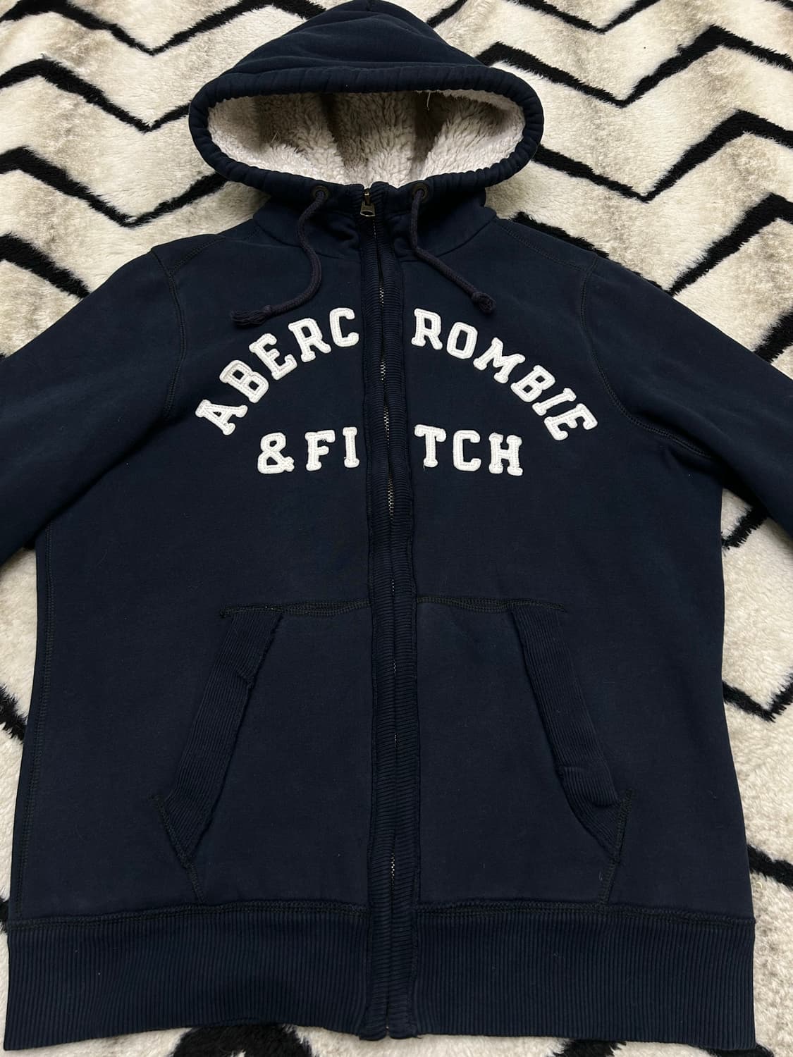 [XL]아베크롬비 스펠아웃 쉐르파 후드집업/네이비 상품이미지3