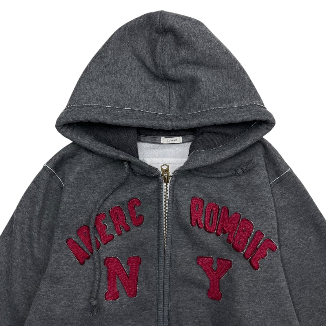 아베크롬비 버건디 센터로고 차콜 후드집업 L 상품이미지4