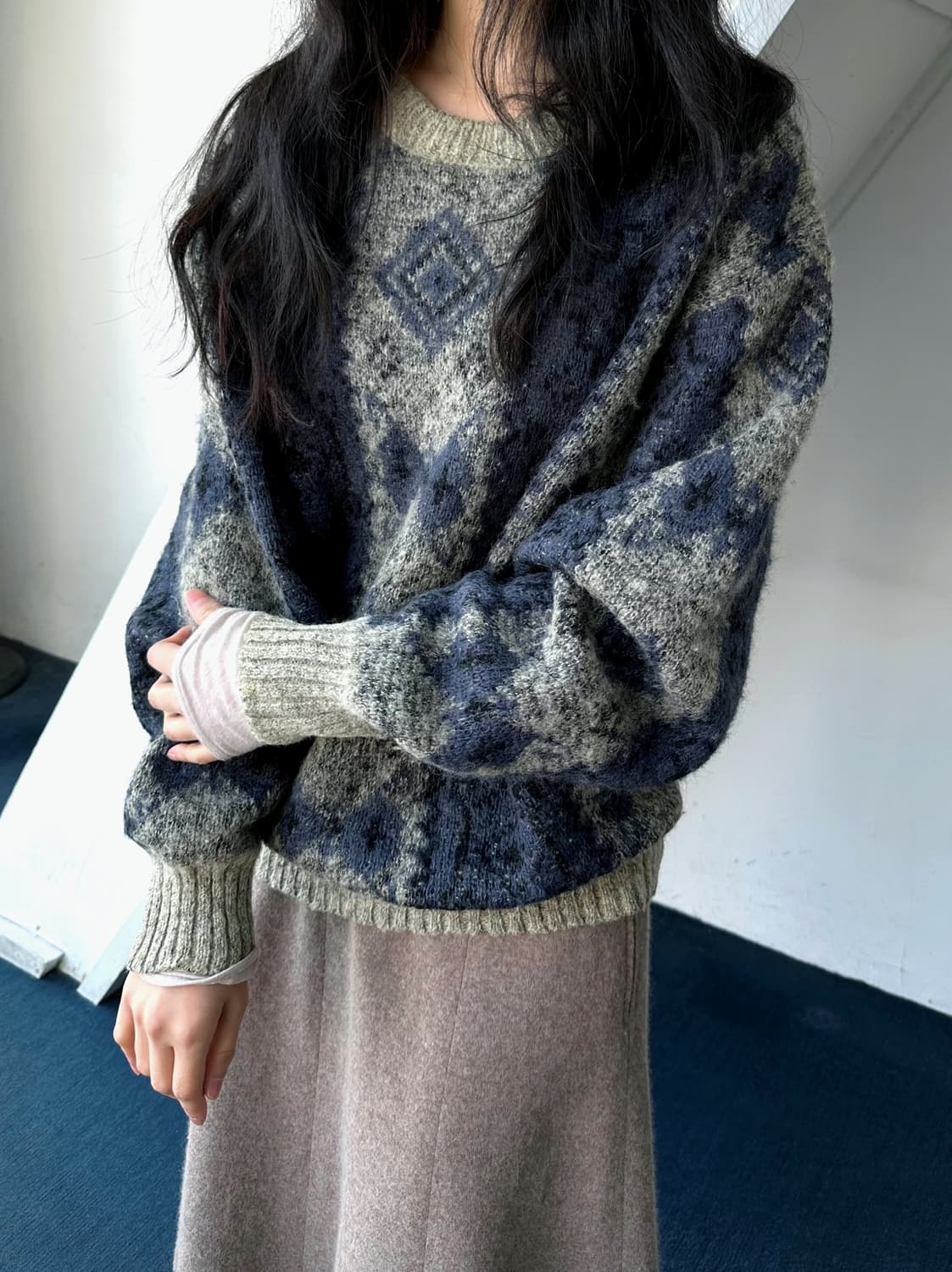 Dry fabric design pattern knit P/O 상품이미지6