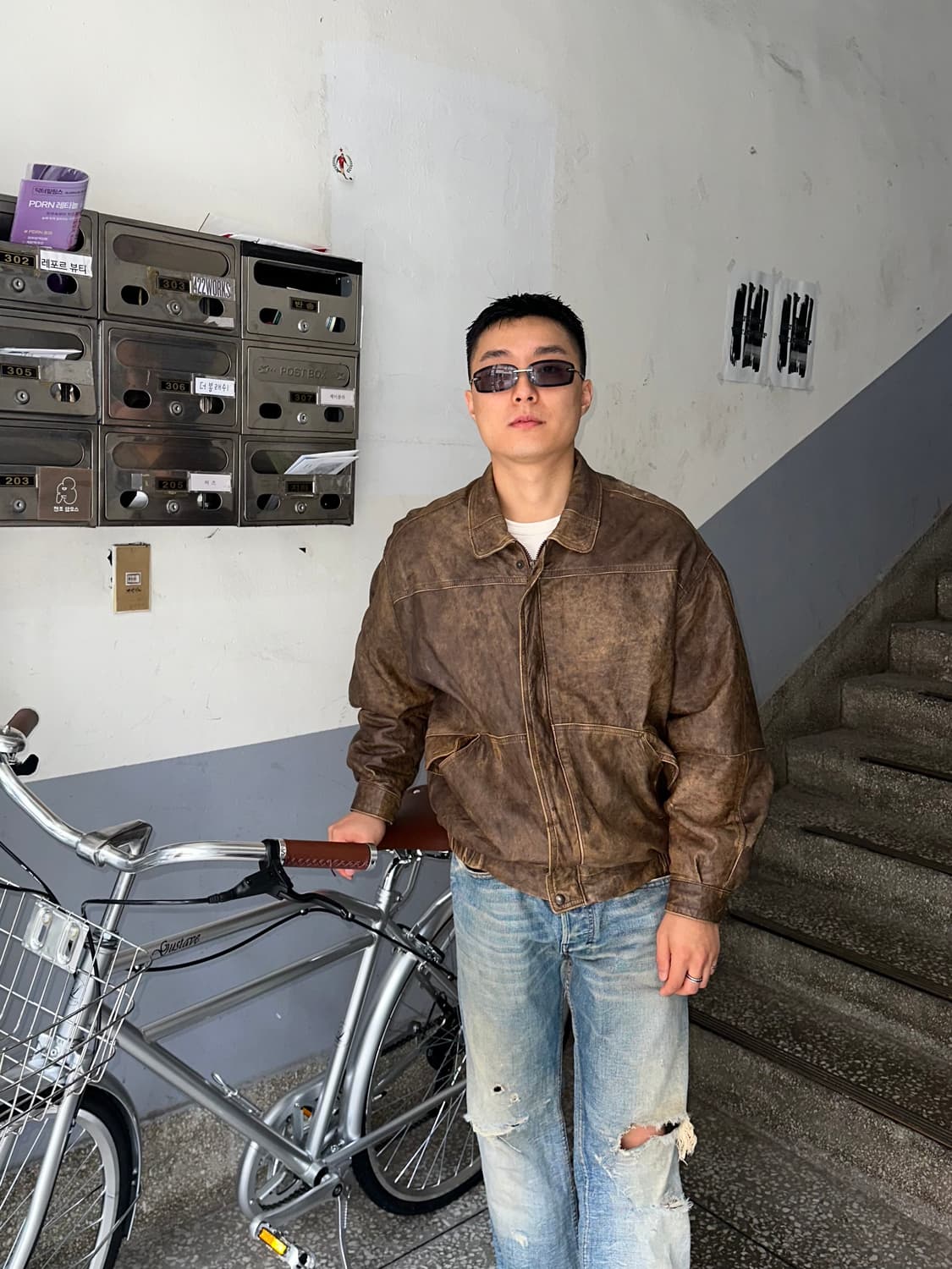 90’s Japanese real leather aging bomber  상품이미지1