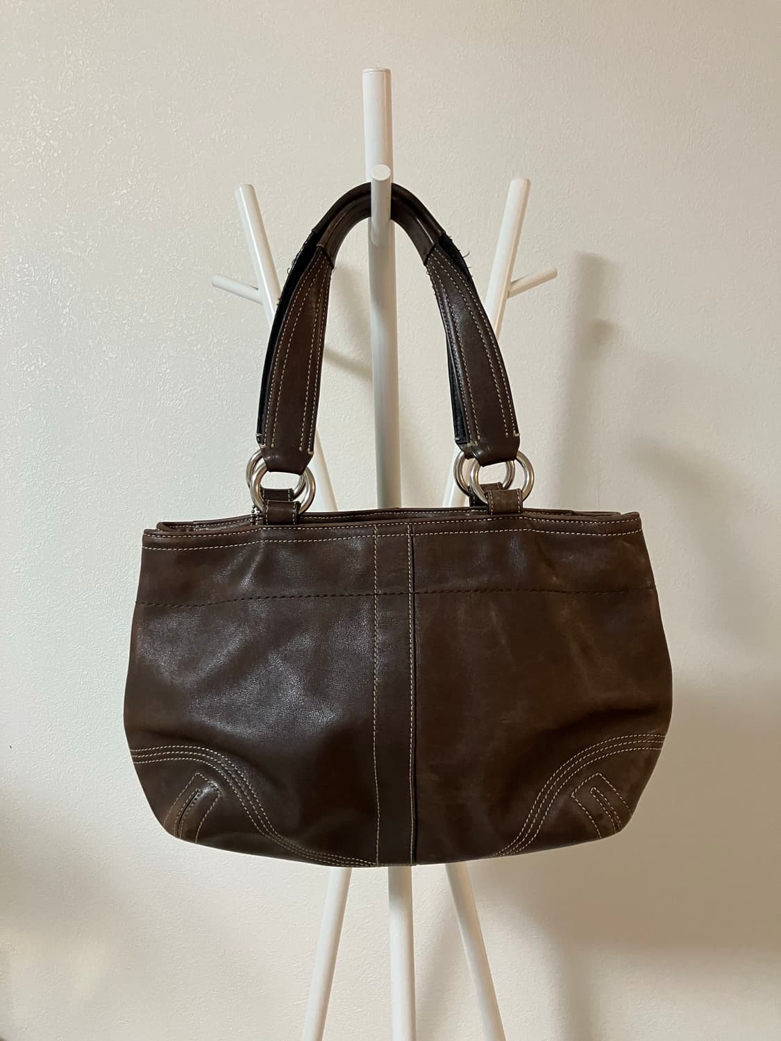 코치 coach 브라운 레더 포켓 숄더백 호보백 y2k 핀터깔 상품이미지2