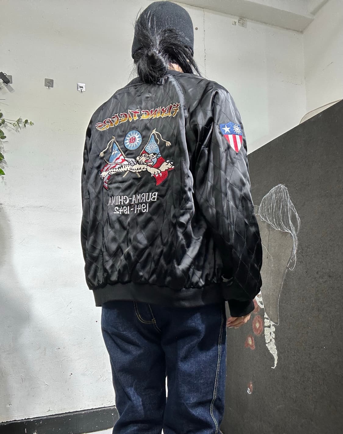 일본빈티지 Snihers 양면 리버시블 자수 스카잔 XXLㅇ 상품이미지5