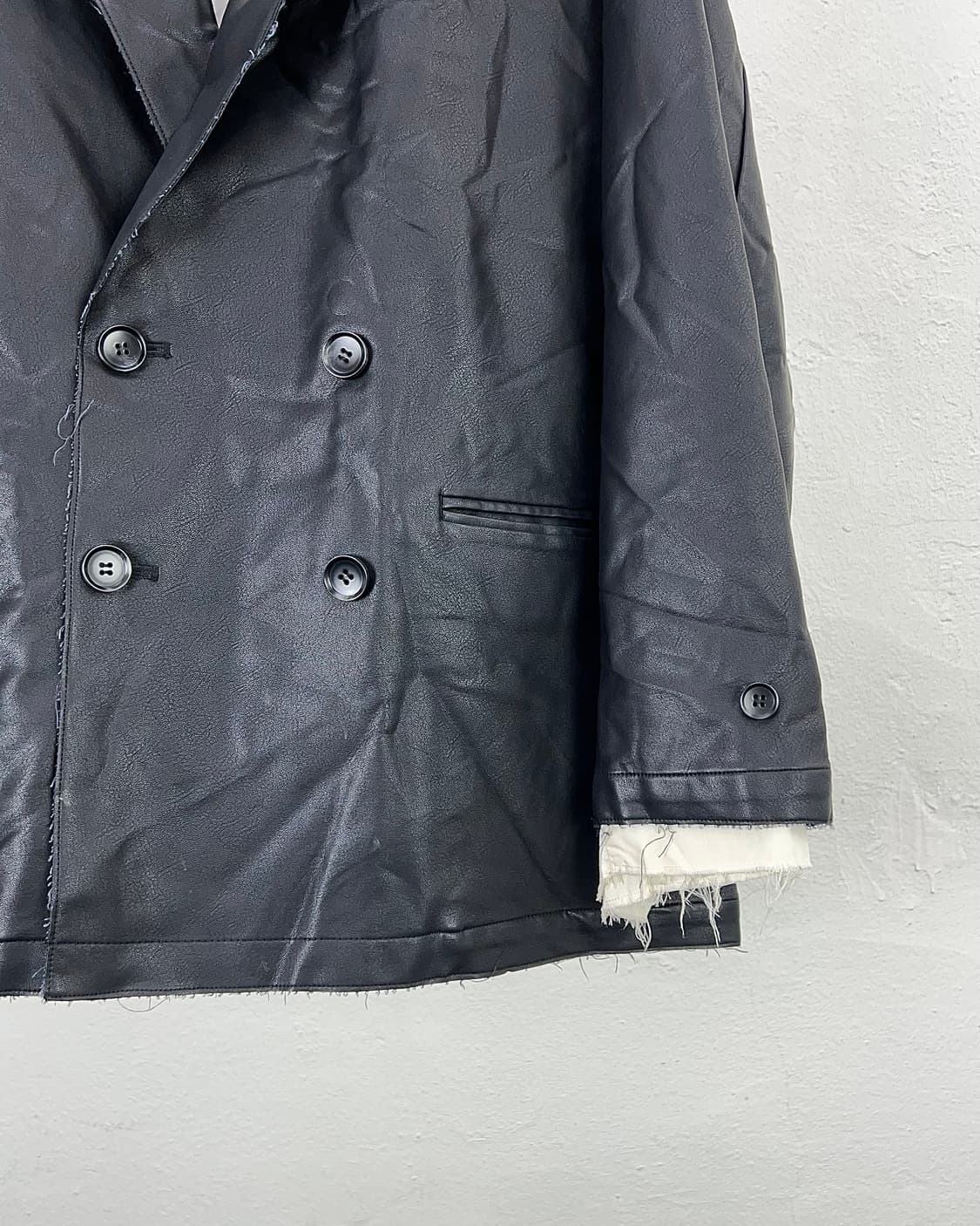 캐스퍼 존 더블 브레스티드 레더 2b 나이프 카라 블레이저 자켓 상품이미지5