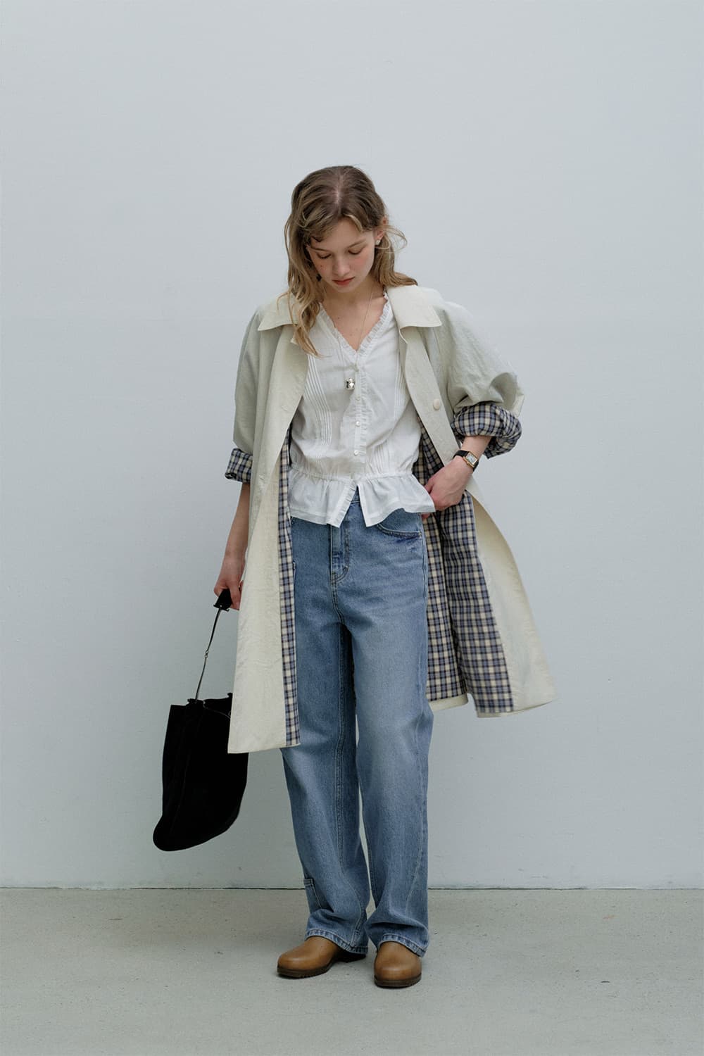 모데스트무드 파우더 트렌치코트 크림 상품이미지4