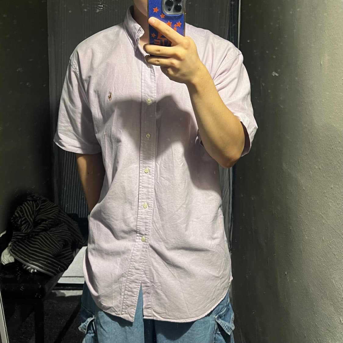 폴로랄프로렌 두산 00s 라벤더 퍼플 멀티포니 아메카지 반팔셔츠 하프셔츠 상품이미지2