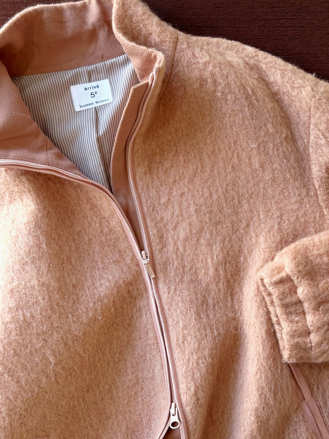 Loop mohair wool design zip shaggy coat 상품이미지2