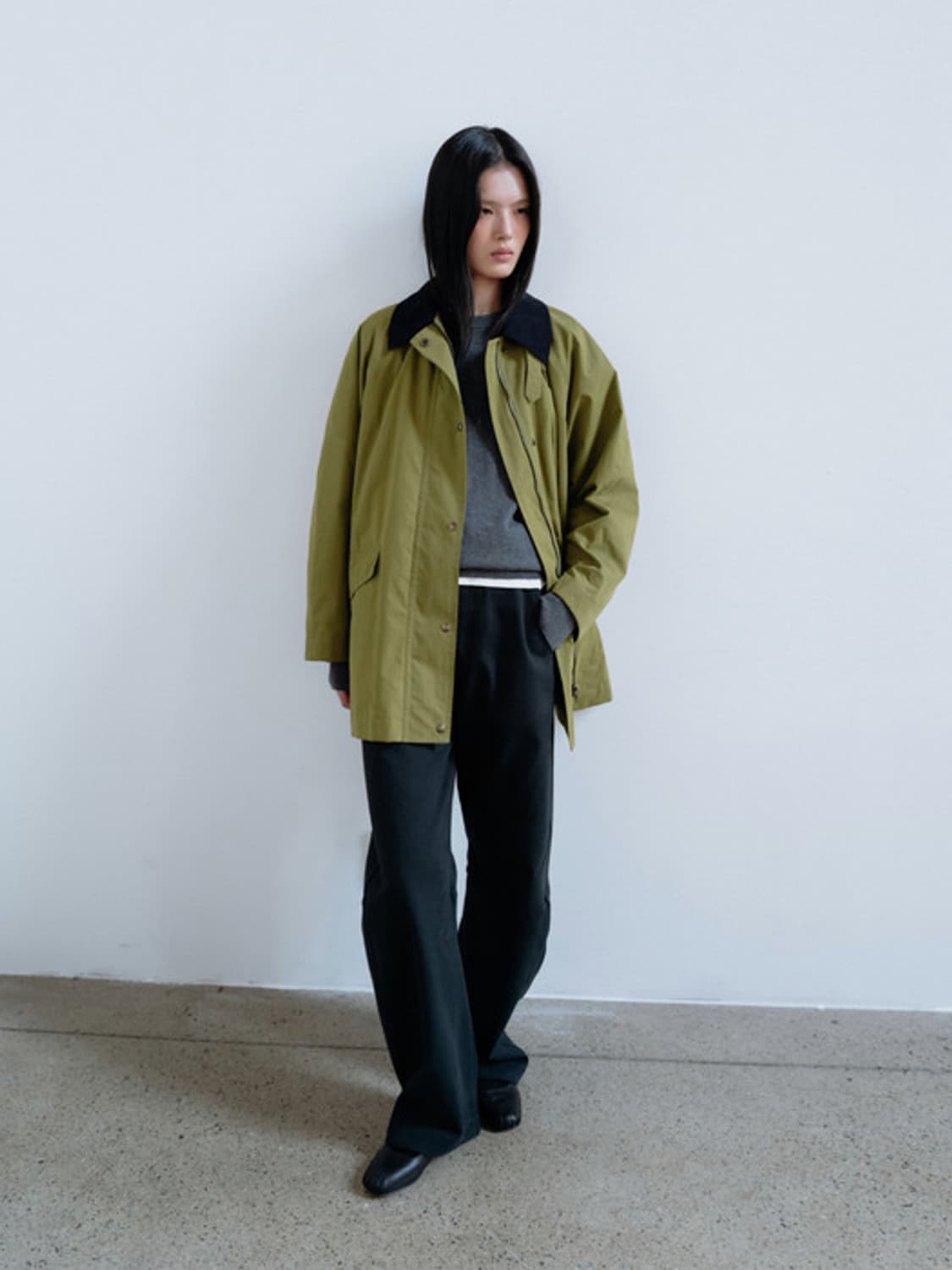 모노하 Cotton curve pants 브라운 1 상품이미지5