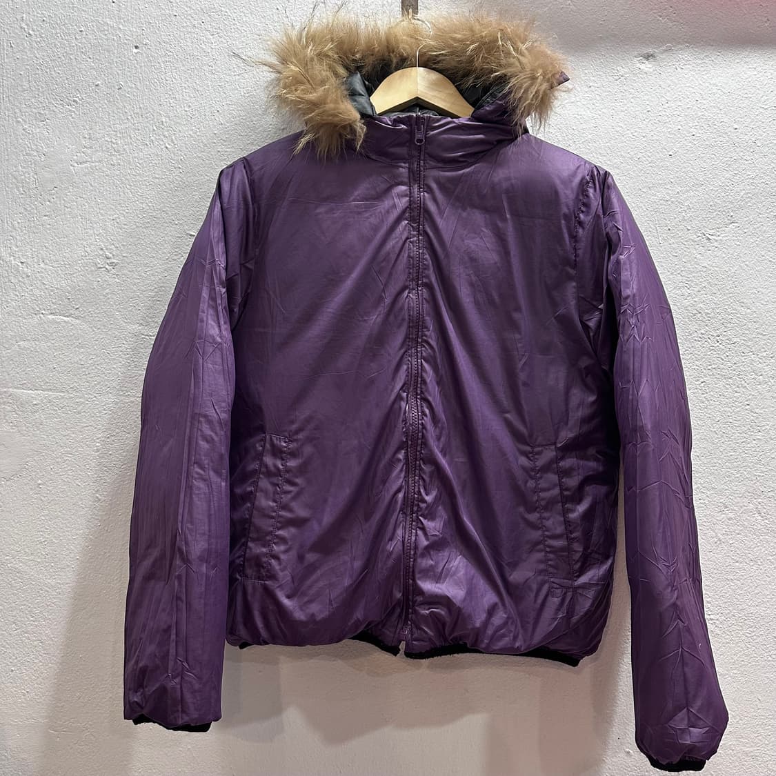 베어USA 퍼 트리밍 리버서블 크롭 패딩M 상품이미지9