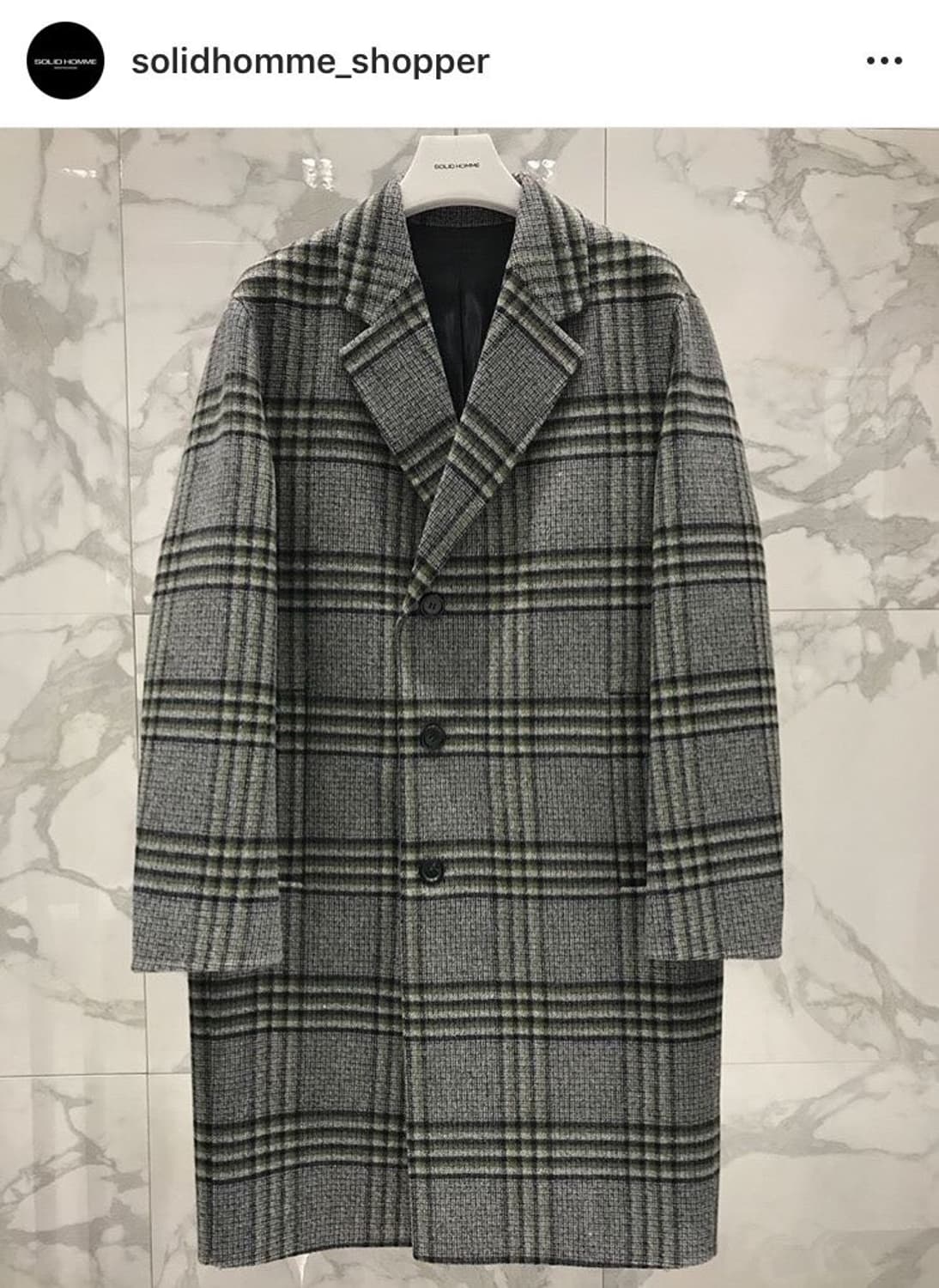솔리드옴므 체크 세미오버핏 핸드메이드 코트 46사이즈 상품이미지6