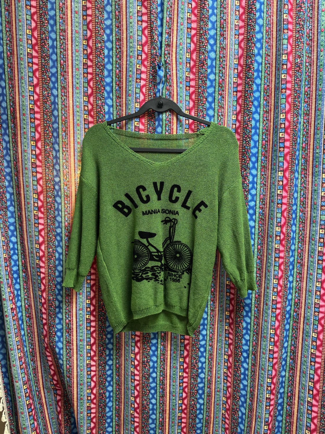 [빈티지]MANIASONIA 프린팅 니트 그린 상품이미지1
