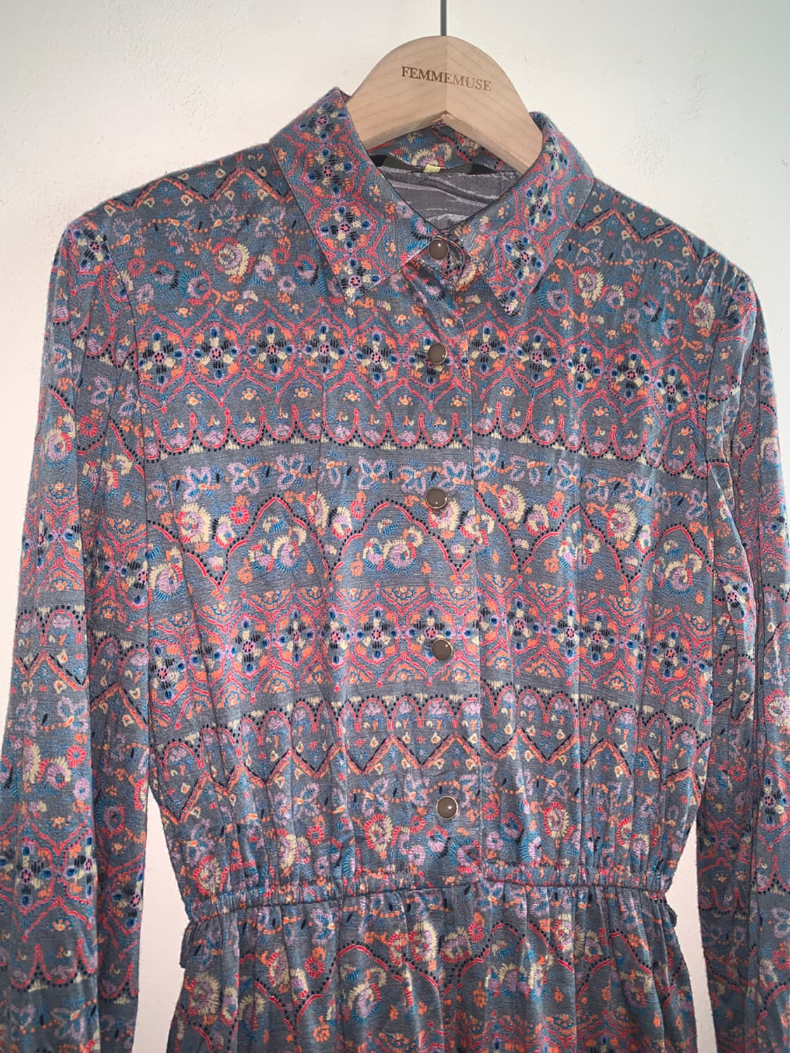 Vintage gold button shirts dress 상품이미지4