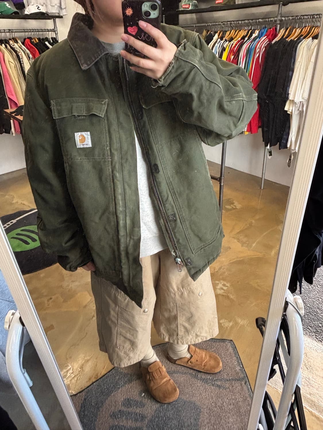 칼하트 빈티지 카키 워크 자켓 상품이미지1