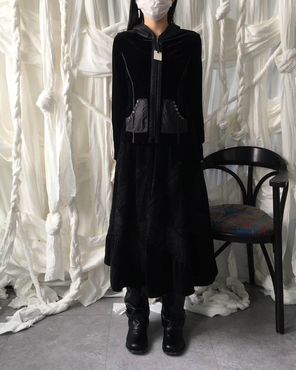 Glossy layer velvet hood zip up 상품이미지8