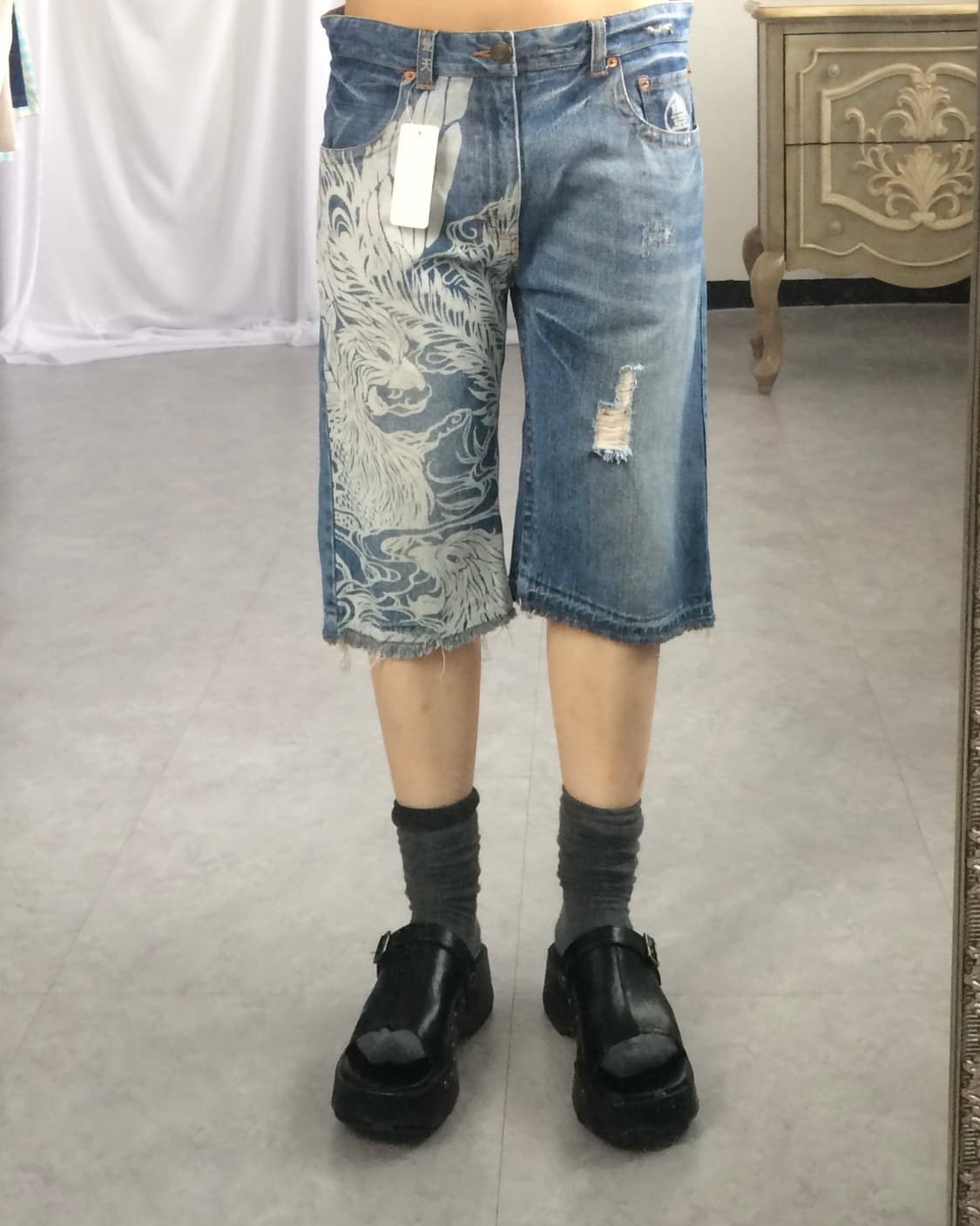 Oriental printing denim short 상품이미지7