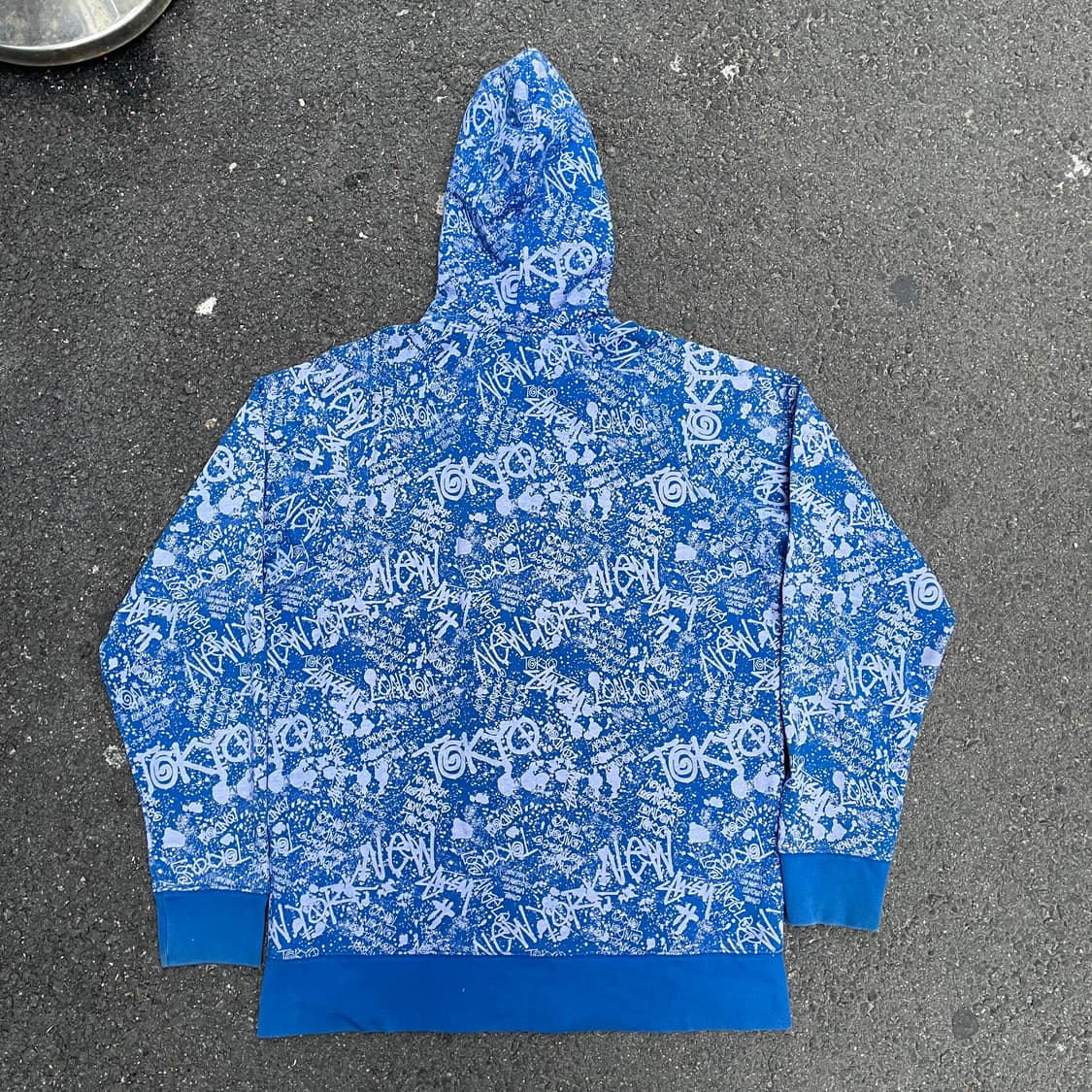 00s 스투시 그래피티 월드투어 올드스쿨 바시티 후드집업 져지 XL 상품이미지5