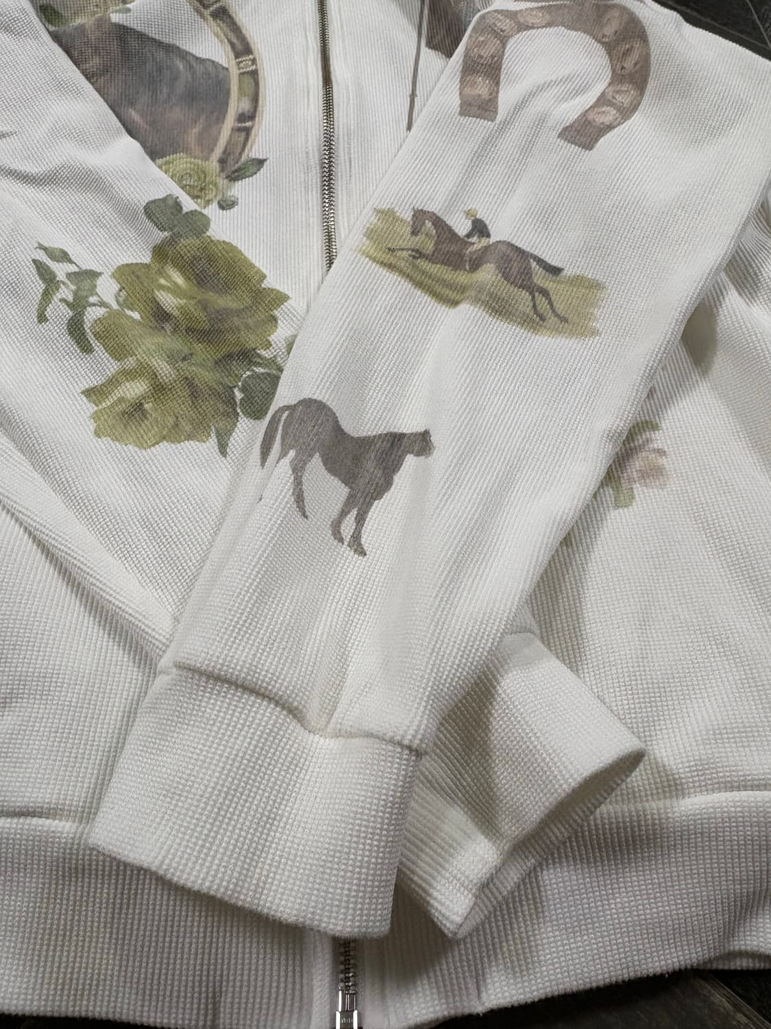 투머치택스 웨스턴 와플 집업 후디 화이트 상품이미지6