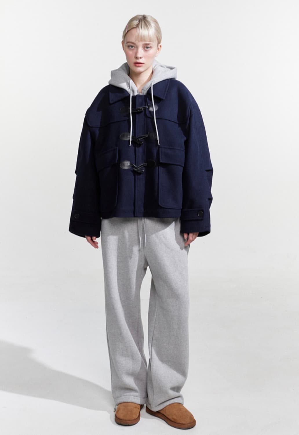 노이아고 오버핏 더블 코트 네이비 (noiago) 상품이미지2