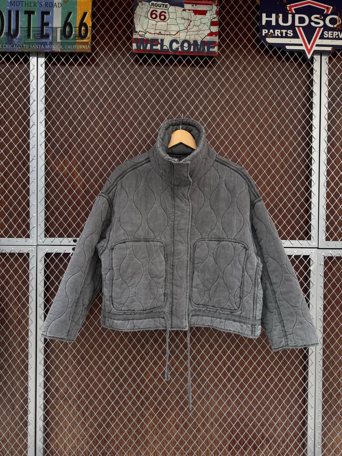 ZARA 자라 그레이 누빔 오버핏 하이넥 퀄팅 자켓 M 상품이미지1